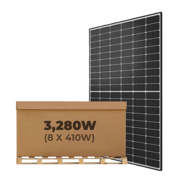 3.28kW JA Solar Panel Kit of 8 x 410W Mono PERC Half-Cell Black Rigid Solar Panels