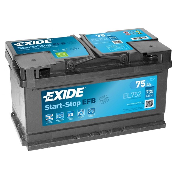 EXIDE EL752 110 EFB Stop / Start Car Battery 12V 75AH 730CCA