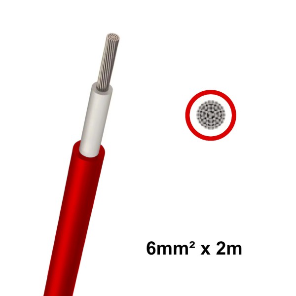 Elettro Brescia 6mm2 Single-Core DC Cable 2m - Red