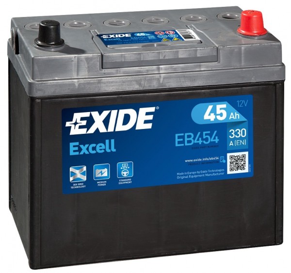 EXIDE EB454 Excell car battery 45Ah 330A 044SE