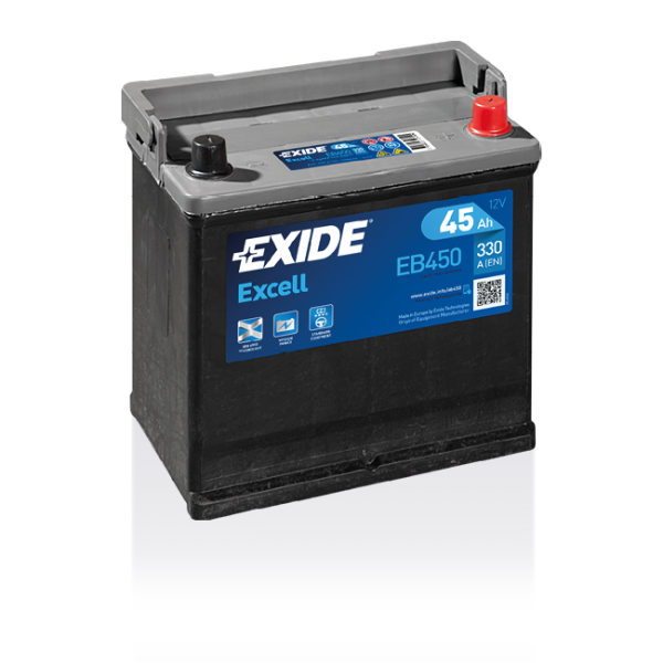 EXIDE EB450 Excell car battery 45Ah 330A 048SE