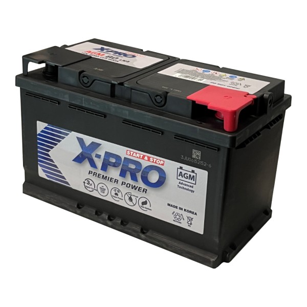 X-PRO AGM80 SMF Starter Battery 12V 80Ah 800CCA