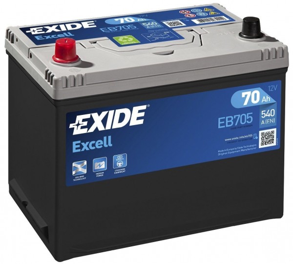 EXIDE EXCELL EB705 Car Battery 12V 70AH 540A 031SE EX22 072