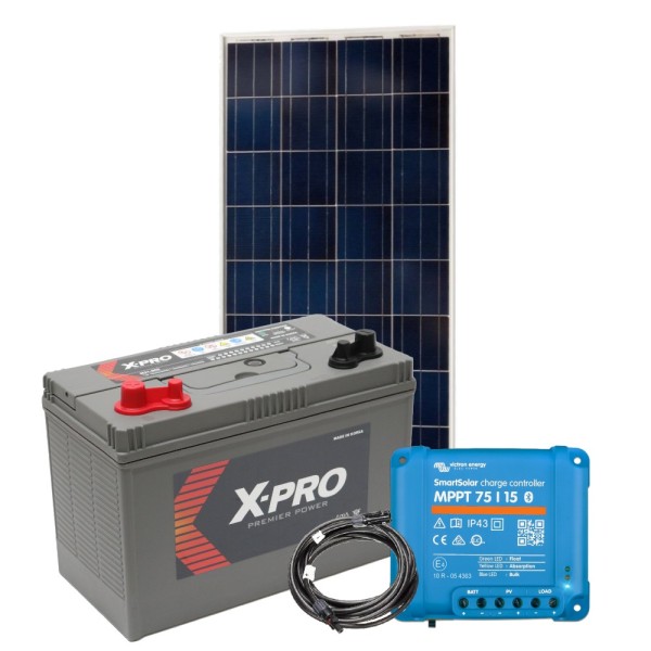 175W Off-grid Solar Panel kit with 100Ah leisure battery