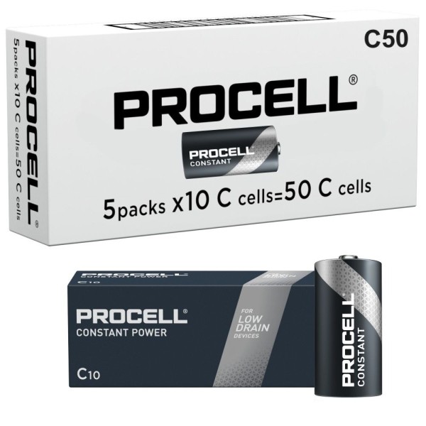 Duracell Procell Constant C Alkaline Battery MN1400 1.5V Bulk pack of 50