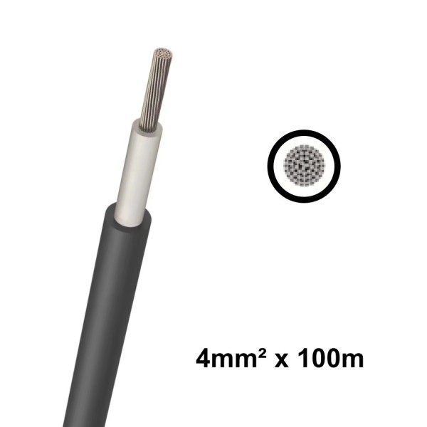 Elettro Brescia 4mm2 Single-Core DC Cable 100m - Black