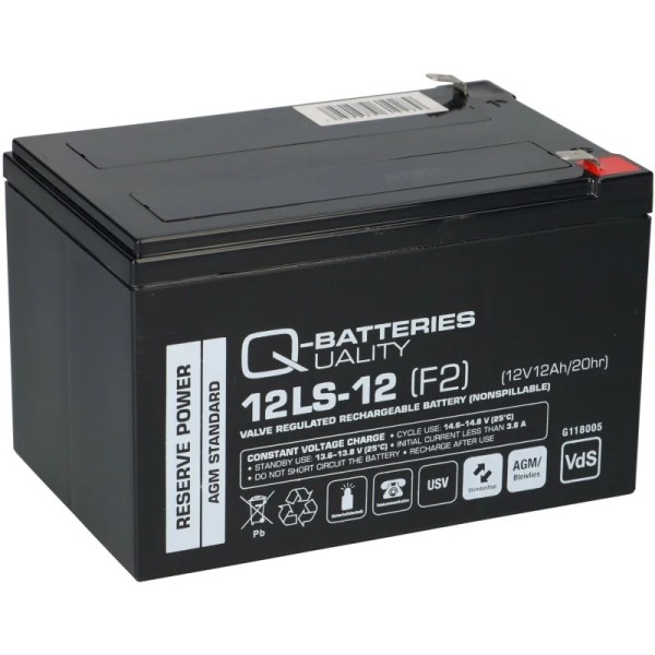 Q-Batteries 12LS-12 F2 12V 12Ah lead fleece battery / AGM VRLA with VdS