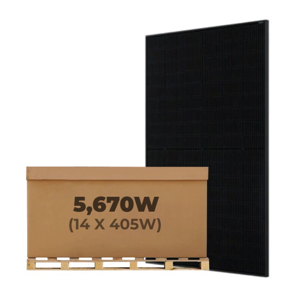 5.67kW JA Solar Panel Kit of 14 x 405W Mono MBB PERC Half-Cell Black Rigid Short Frame Solar Panels