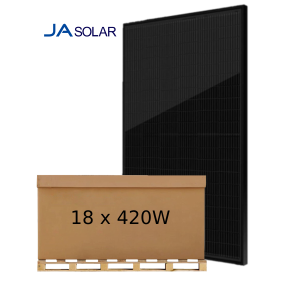 18 x JA Solar 420W All Black Rigid Solar Panel (Half Pallet) - JAM54S-31-420-LR-AB
