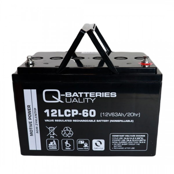 Q-Batteries 12LCP-60 / 12V - 63Ah lead accumulator cycle type AGM - Deep Cycle VRLA