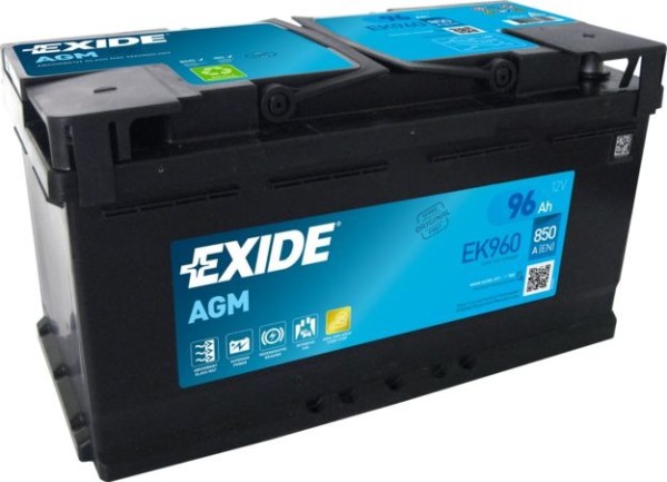 12V 96Ah 850A Engine Starter Battery EXIDE EK960 AGM