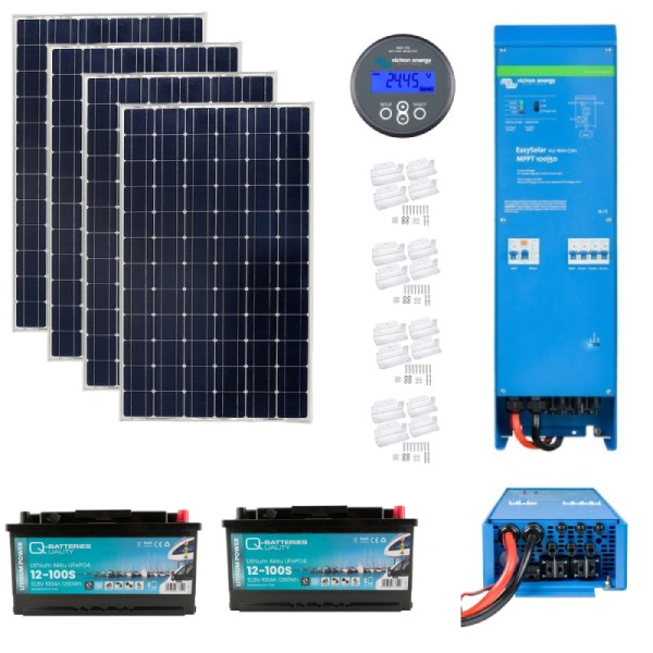 Victron Off-grid Lithium Kit with 700W Solar Panels 2.6kW Lithium Battery Storage 12V, Cabin Office