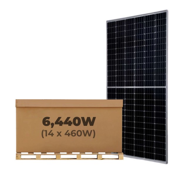 6.44kW JA Solar Panel Kit of 14 x 460W Mono MBB PERC Bifacial Half-Cell Silver Rigid Solar Panels