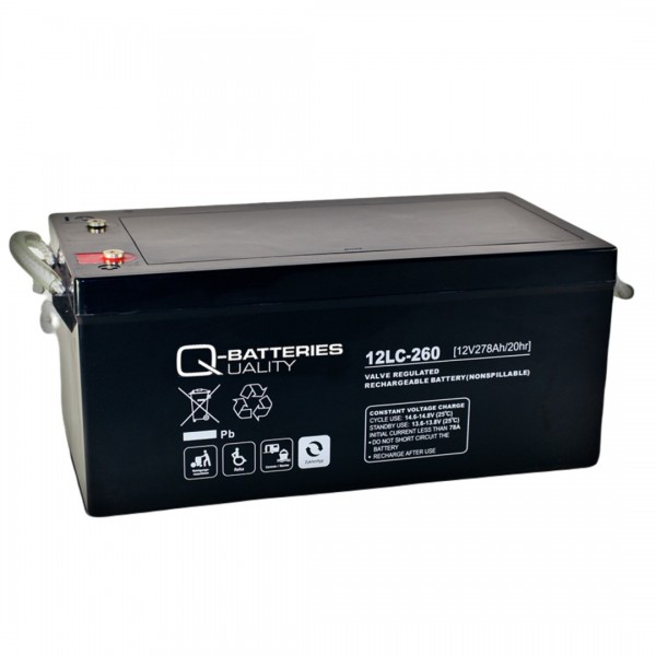 12V 278Ah Deep Cycle Domestic Leisure Battery Q-Batteries 12LC-260 AGM