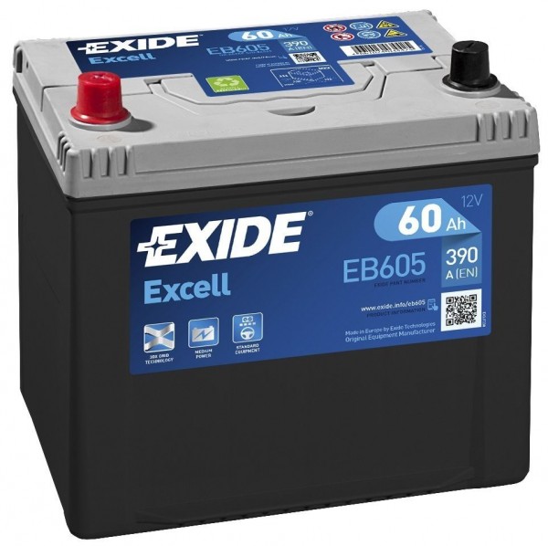 12V 60Ah Engine Starter Battery Exide Excell EB605