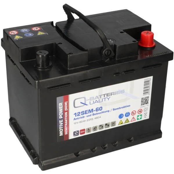 12V 60Ah Domestic Leisure Battery Q-Batteries 12SEM-60