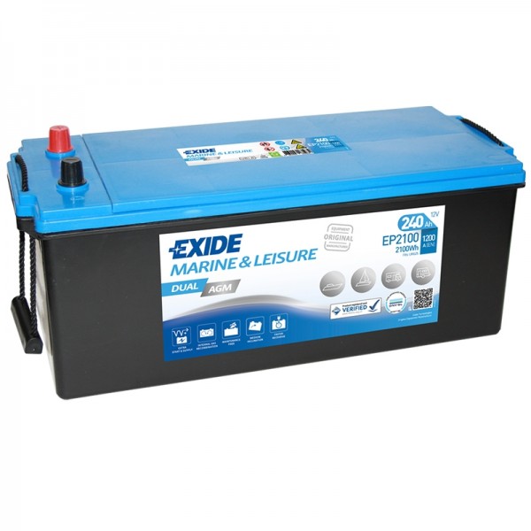 12V 240Ah Dual Purpose Domestic Leisure Battery Exide EP2100 AGM