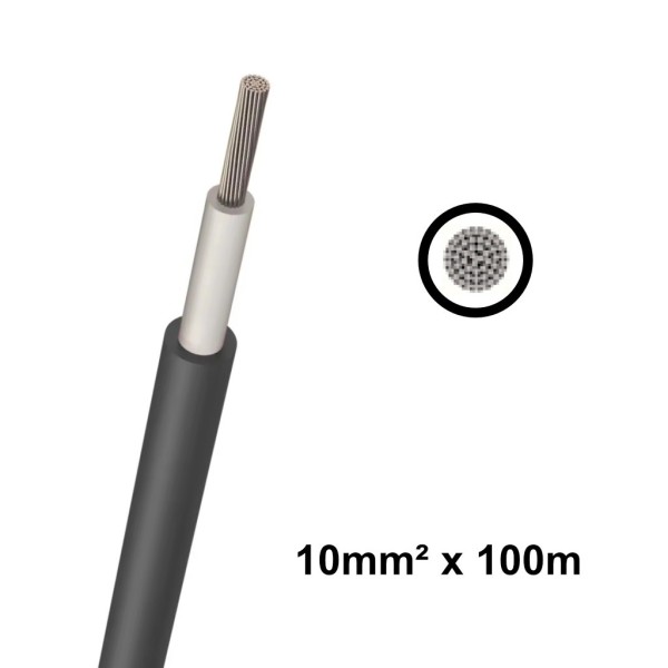 Elettro Brescia 10mm2 Single-Core DC Cable 100m - Black