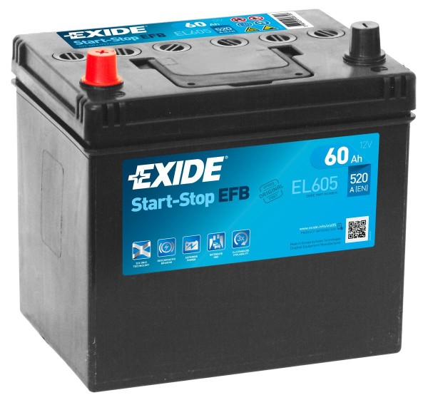 EXIDE EL605 005R EFB Stop / Start Car Battery 12V 60AH 520CCA