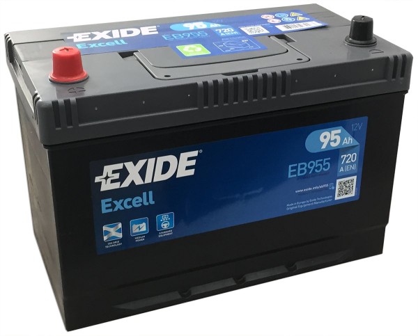 EXIDE EB955 Excell car battery 12V 95Ah 720CCA 250