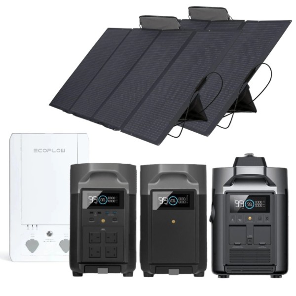 9kWh EcoFlow DELTA Pro + Smart Battery + Smart Generator Dual Fuel + Smart Home Panel + 800W Sola