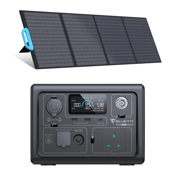 BLUETTI EB3A Portable Power Station 268Wh LifePO4 + PV120 solar panel
