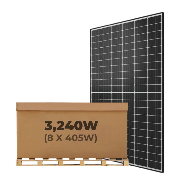 3.24kW JA Solar Panel Kit of 8 x 405W Mono PERC Half-Cell Black Rigid Solar Panels