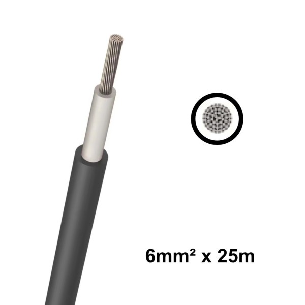 Elettro Brescia 6mm2 Single-Core DC Cable 25m - Black