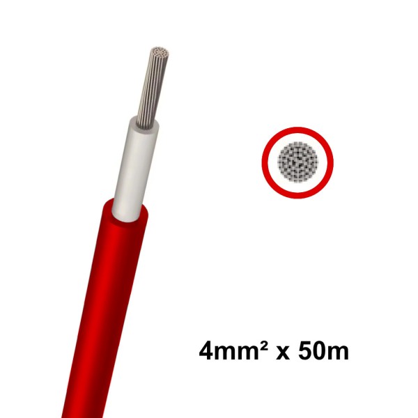 Elettro Brescia 4mm2 Single-Core DC Cable 50m - Red
