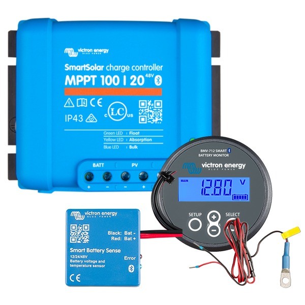 Victron SmartSolar MPPT 100/20 with BMV-712 Smart Battery Monitor & Sense Cable KIT12