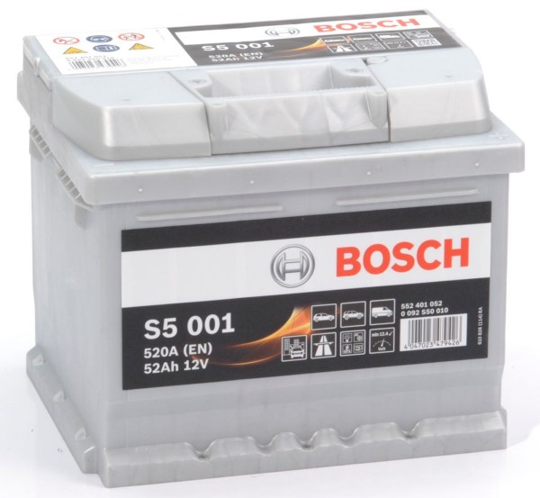 Bosch car battery S5001 12V 52AH 520CCA 063