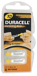 Duracell ActivAir Easy Tab 10 hearing aid battery 1.4V (6 blister)