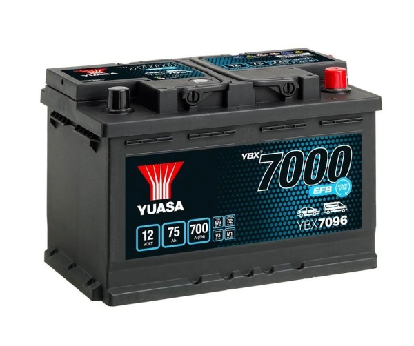 Yuasa YBX7096 EFB Start Stop 75Ah 700A 12V Car Battery Type 096