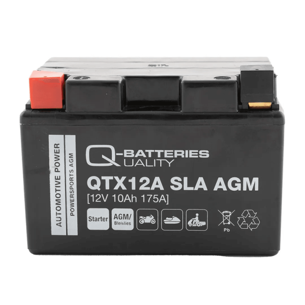 Q-Batteries QTX12A SLA AGM 12V 10Ah 175A Motorcycle Battery