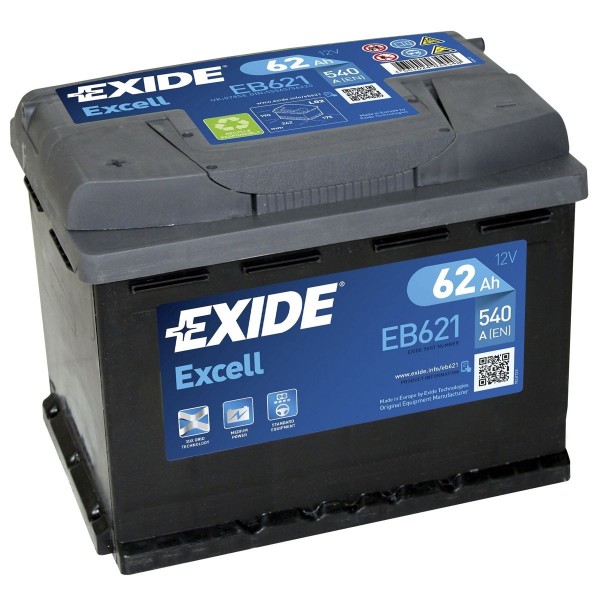 EXIDE EB621 Excell car battery 62Ah 540A 078SE