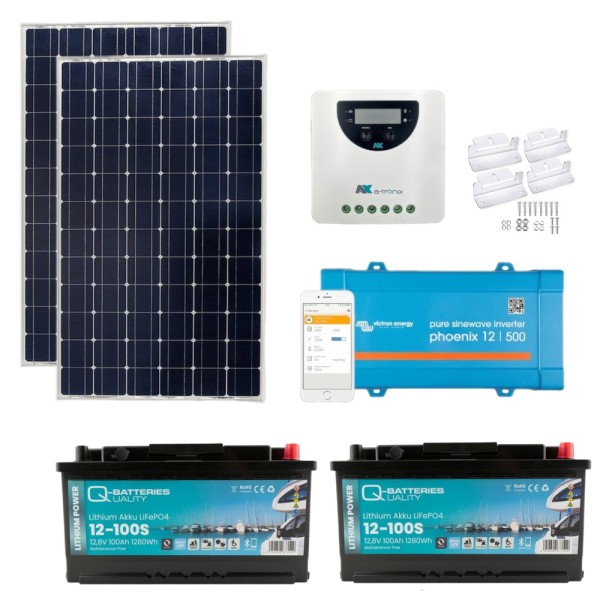 350W Off-grid Shed Solar Kit with 20A MPPT, 500W inverter and Lithium Batteries 12-100S