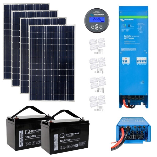 Victron Off-grid AGM Kit with 700W Solar Panels 2.6kW AGM Battery Storage 12V, Cabin Office KIT41