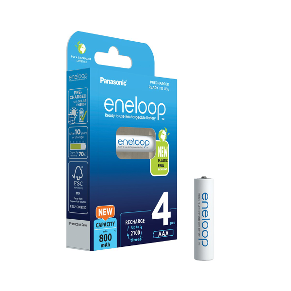 Eneloop BK-4MCDE AAA 800mAh Ready To Use Rechargeable Batteries (Blister of 4)
