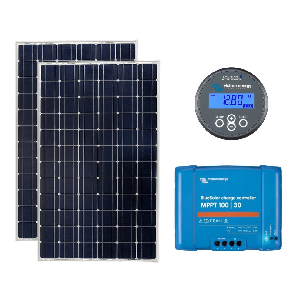 Victron Energy 350W Off-grid Solar Starter Kit with Battery Monitor KIT25, Caravan Solar Kits, Off-Grid Solar Kits, Solar Kits, Solar