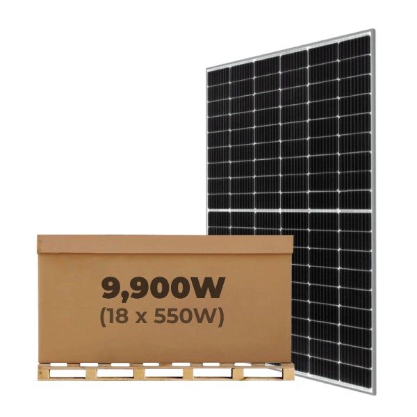 9.9kW JA Solar Panel Kit of 18 x 550W Mono MBB PERC Half-Cell Silver Rigid Solar Panels