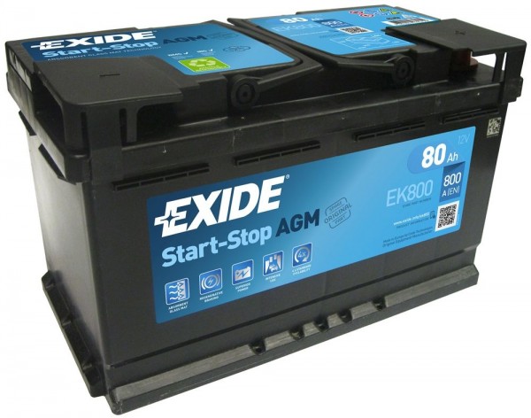 Exide EK800 Start-Stop AGM 80Ah 800A Type 110 12V Car Battery