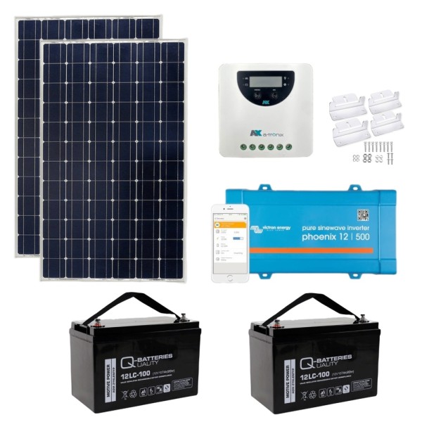 350W Off-grid Shed Solar Kit with 20A MPPT, 500W inverter and AGM Batteries