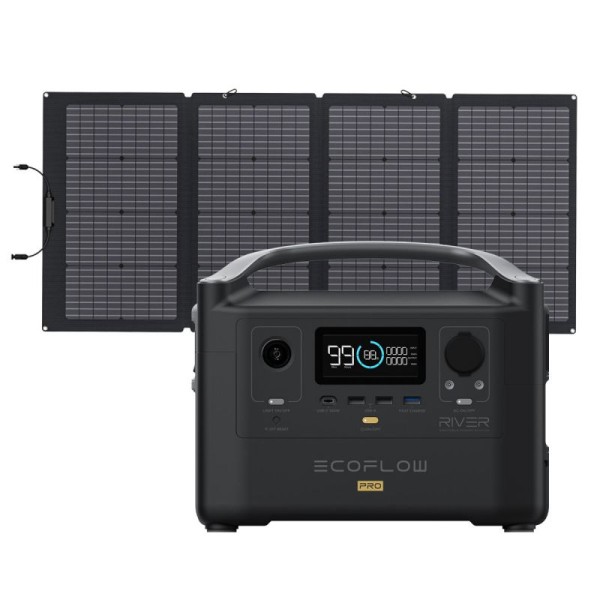 EcoFlow River Pro Portable Power Station 720Wh + solar panel 220W, portable power generator