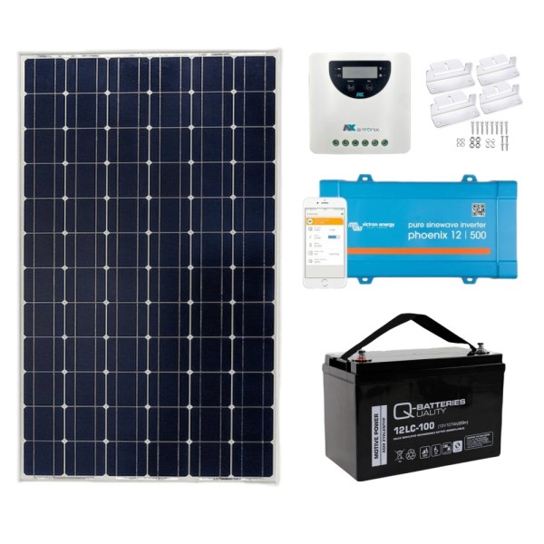 175W Off-grid Shed Solar Kit with 20A MPPT, 500W inverter and AGM Battery