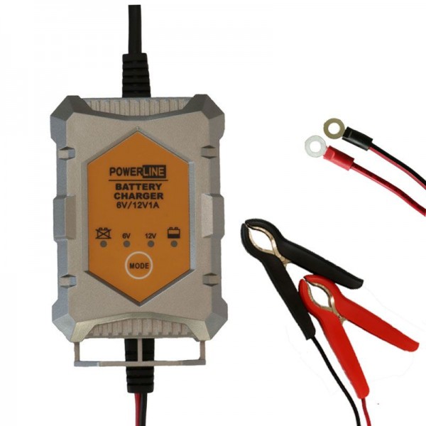 PowerLine multifunction charger 6V & 12V 1A for lead-acid batteries