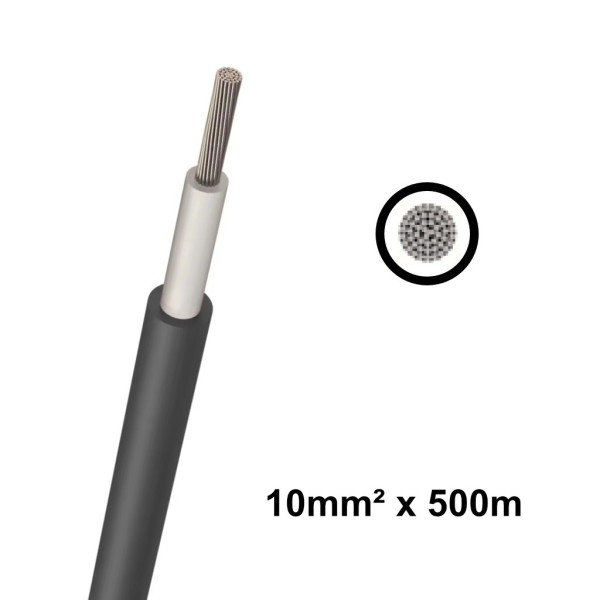 Elettro Brescia 10mm2 Single-Core DC Cable 500m - Black