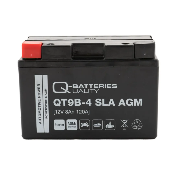 Q-Batteries QT9B-4 AGM 12V 8Ah 120A Motorcycle Battery